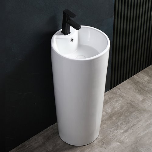 Umywalka wolnostojąca ceramiczna owalna biała 85x40 cm LINO-WH-400