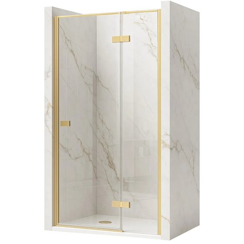 Drzwi prysznicowe uchylne 80 cm Rea Atlas złoto szczotkowane prawe