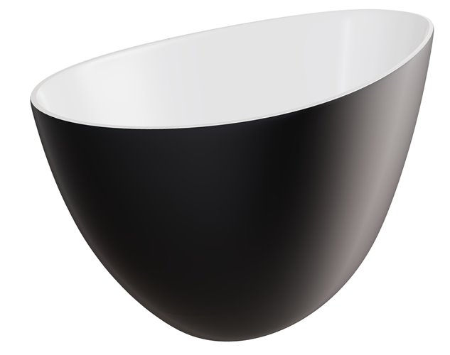 Czarno-biała matowa wanna wolnostojąca z konglomeratu + klik-klak chrom Goya 142 B&W Matt Besco WMMC-140G