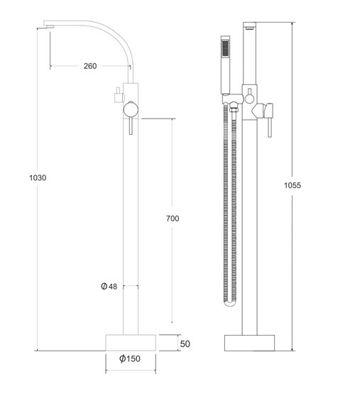 Bateria wannowa wolnostojąca czarny matt Decco I Besco BW-DI-CZ