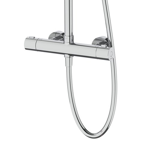 Kolumna prysznicowa w kolorze chrom z baterią termostatyczną deszczownica okrągła CMN01TCH Lugo Corsan