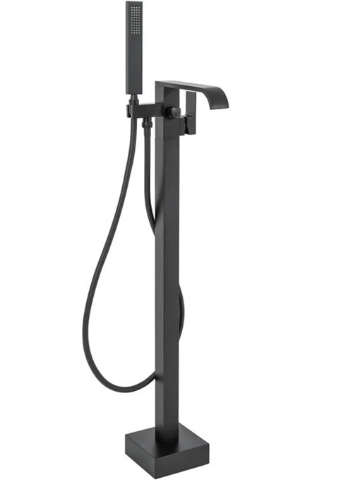 Czarna matowa bateria wannowa wolnostojąca Carat Rea