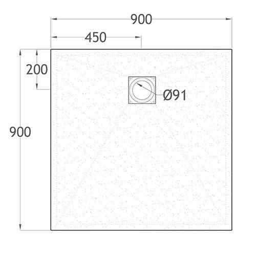 Szary brodzik prysznicowy kwadratowy 90x90 SMC13S Tokyo NeoStone