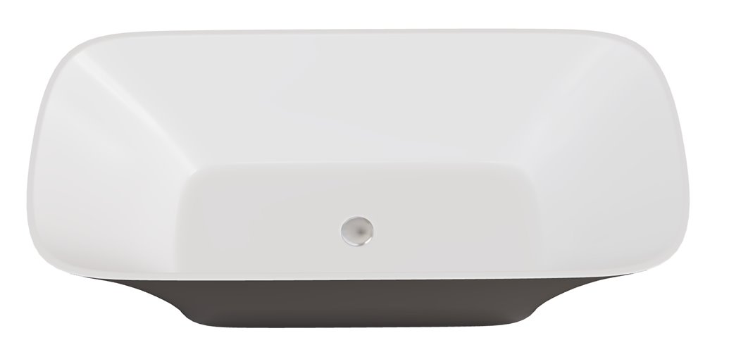 Czarno-biała matowa wanna wolnostojąca z konglomeratu + klik-klak chrom 160 cm Assos Matt B&W Besco WMMC-160A