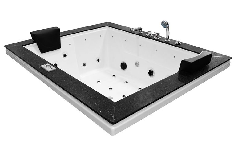 Brązowa prostokątna wanna z hydromasażem 180x150 cm MUS-1089B