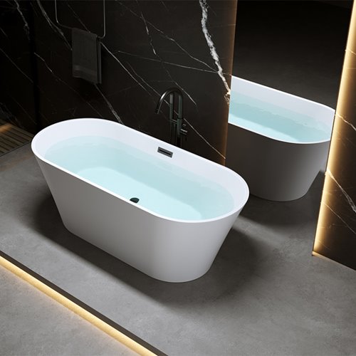 Wanna wolnostojąca biała przelew oraz korek czarny 160 cm Lizbona Hydrosan