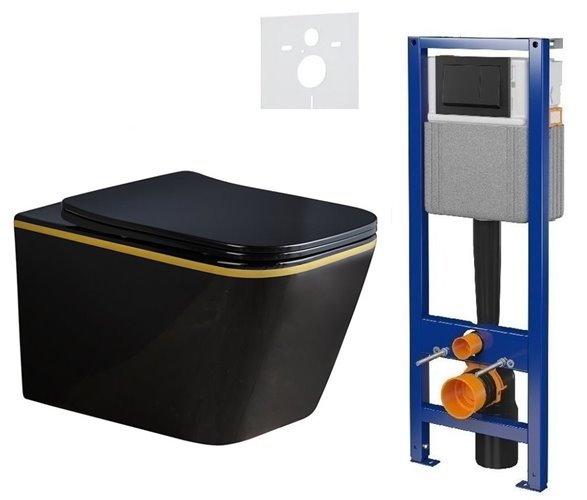 Zestaw podtynkowy stelaż CERSANIT MITO 40 MECH + RAIN-BL-GL-RIM-03 + przycisk ENTER II czarny mat