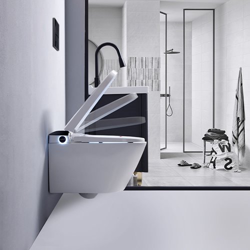 Zestaw podtynkowy wc stelaż + miska automatyczna myjąca przycisk czarny Drop