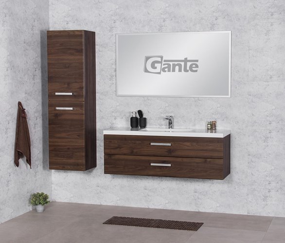 Szafka łazienkowa wisząca z umywalką 120 cm 39/S2 Fokus kolor orzech