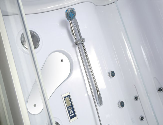 Duża wanno kabina Spa z hydromasażem + sauna parowa 155x155 cm MO-0543