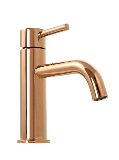 Miedź połysk Bateria umywalkowa niska kolor miedzi Lungo Rea