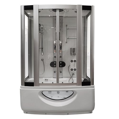 Biała prostokątna kabino wanna z hydromasażem + sauna 145x85 cm MO-09944A-145BS