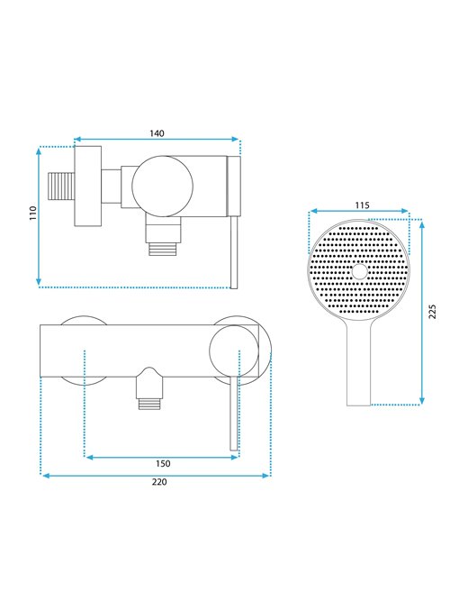 Inox bateria prysznicowa Foss Clif Rea