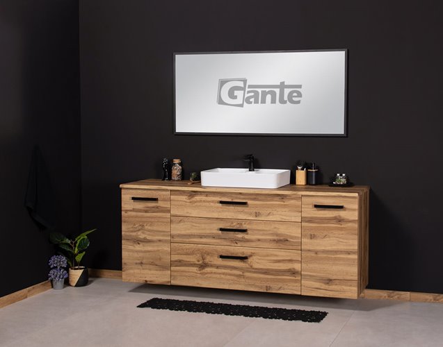 Szafka wisząca z umywalką nablatową 180 cm 50/3 kolor dąb naturalny seria Fokus Loft Gante