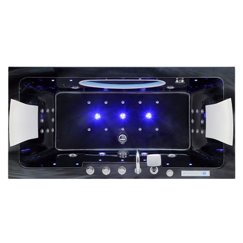Czarna prostokątna wanna z hydromasażem 170x84 cm Iris 933C Hydrosan