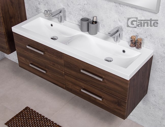 Szafka łazienkowa wisząca z umywalką 120 cm 39/4 Fokus kolor orzech