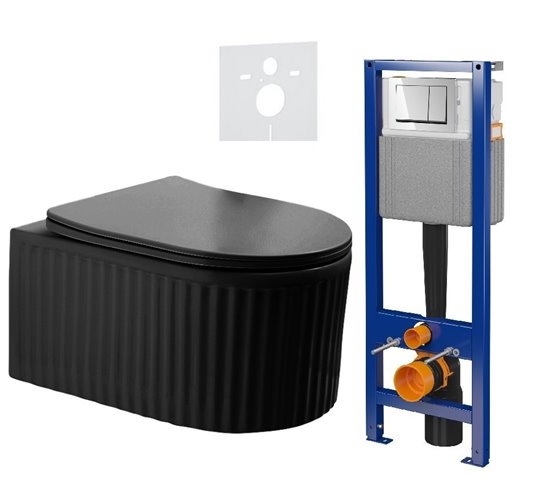 Zestaw podtynkowy stelaż CERSANIT MITO 40 MECH + miska LUMA-BL-RIM-03 + przycisk ENTER II chrom