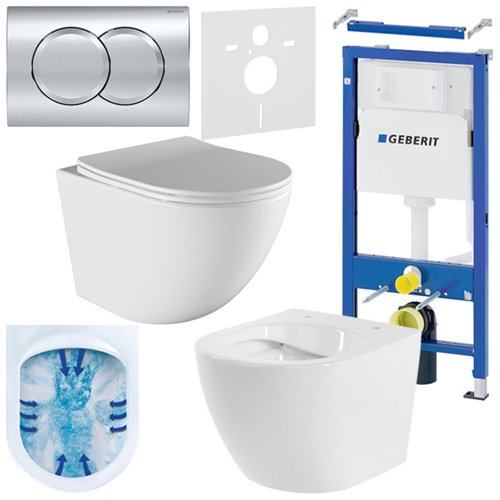 Zestaw podtynkowy stelaż GEBERIT DUOFIX + miska PURO-WH-03 + przycisk DELTA 01 chrom