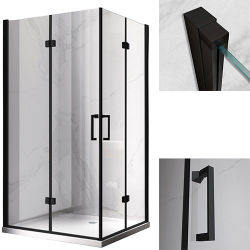 Kabina prysznicowa drzwi składane czarna prostokątna 110x90 KZ13B