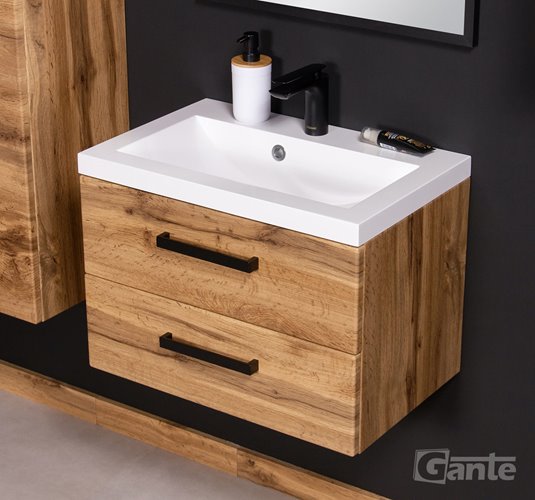 Szafka wisząca z umywalką 60 cm kolor dąb naturalny 39/2 seria Fokus Loft Gante