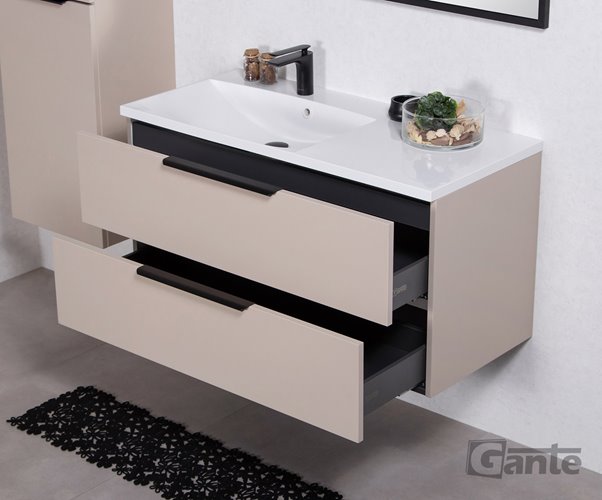 Szafka łazienkowa wisząca z umywalką 100 cm 46/2 Sydney Smooth kolor Macadamia