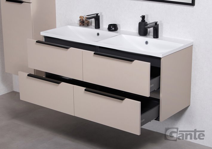 Szafka łazienkowa wisząca z podwójną umywalką 120 cm 46/4 Sydney Smooth kolor Macadamia