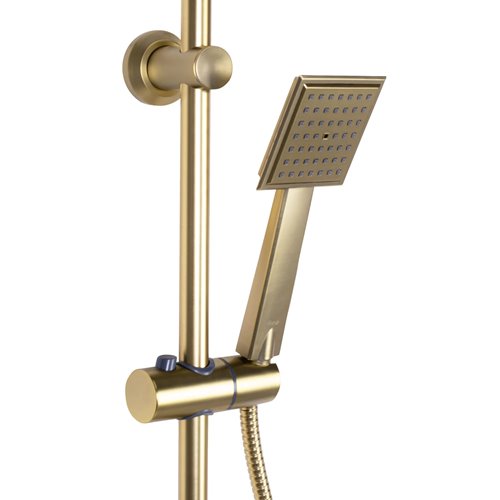 Złoty szczotkowany zestaw prysznicowy z półką Bravo Rea Gold Brush