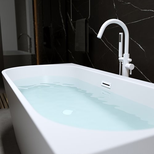 Wanna przyścienna biały przelew oraz korek narożna prawa 140 cm Mera Hydrosan