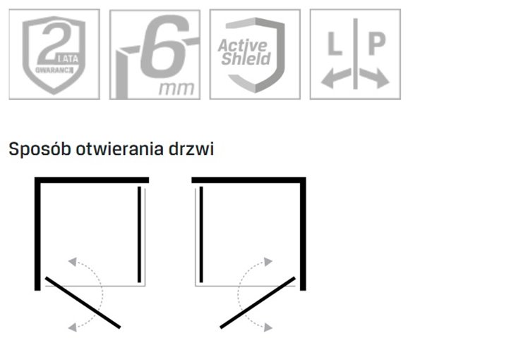 Czarna kabina prysznicowa prostokątna 90x80 Superia Black New Trendy K-0801
