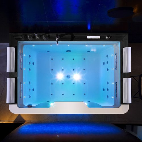 Dwuosobowa wanna z hydromasażem czarna deska 192x131 cm Zefir Hydrosan