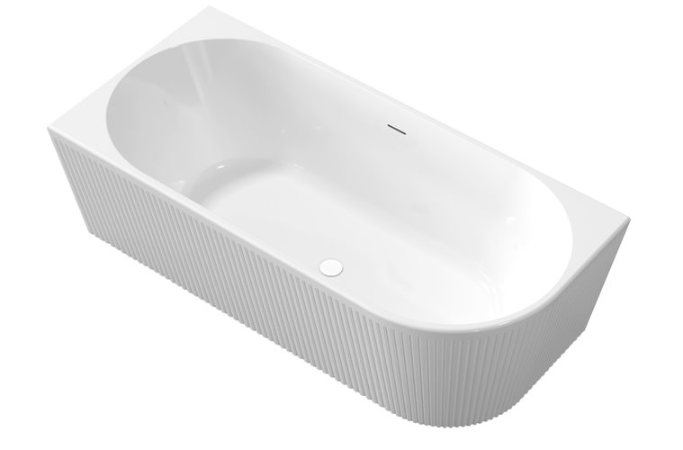 Ryflowana wanna narożna wolnostojąca przyścienna lewa 170 cm Glamour Invena AN-02-12L-M