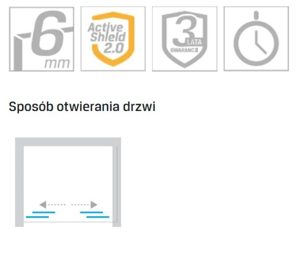 Drzwi prysznicowe rozsuwane 170 cm D-0186A Corrina New Trendy