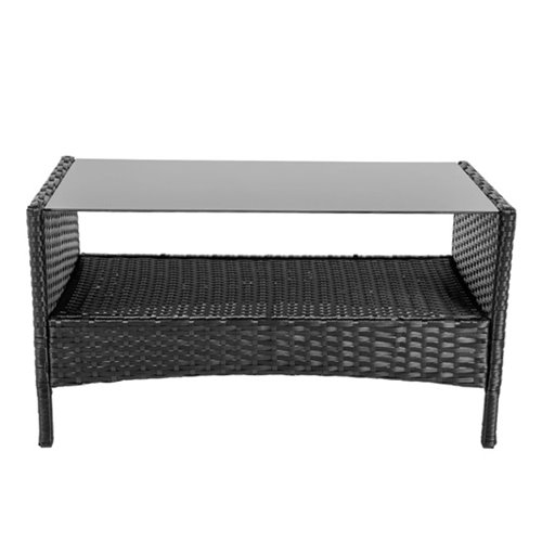 Zestaw mebli ogrodowych z technorattanu stół, sofa, krzesła dla 4 osób Rita czarny