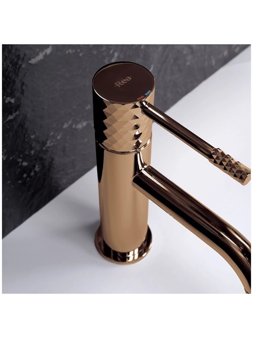 Bateria umywalkowa Rea Lungo Diamond miedź