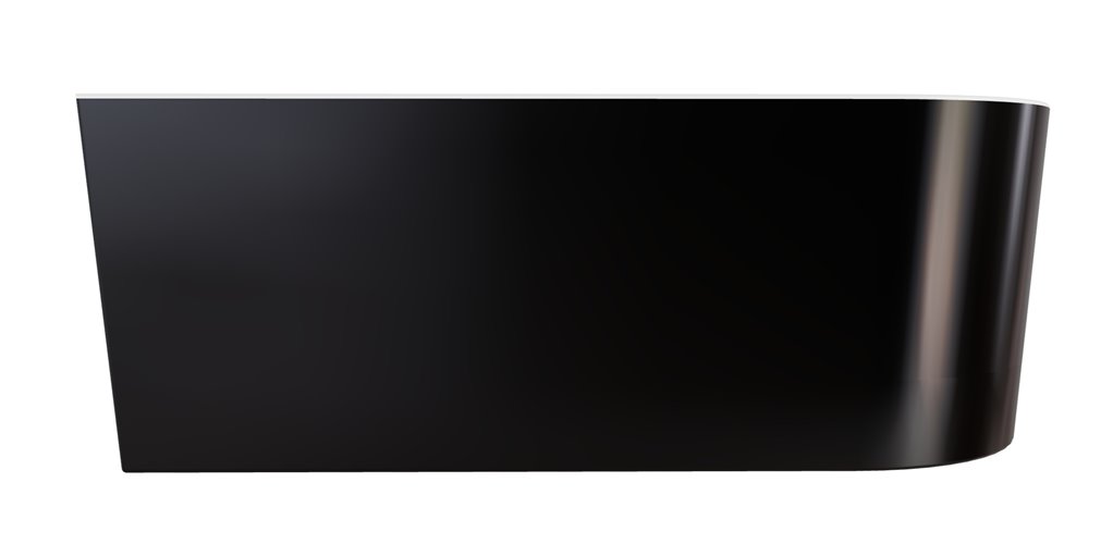 Wanna przyścienna czarno-biała narożna lewa syfon z przelewem chrom 150 cm Zoya B&W Besco WAS-150ZBL