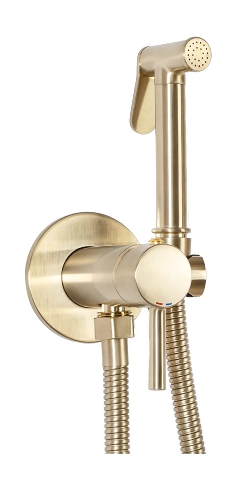 Bateria bidetowa podtynkowa złoto szczotkowane Loop Lungo Rea