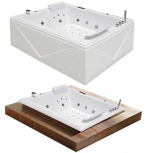 Wanna z hydromasażem prostokątna do zabudowy + obudowa Diablo 666 180x150