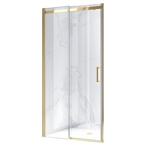 Złote szczotkowane drzwi prysznicowe do wnęki 95-100 cm rozsuwane szkło 8 mm ZES-KZ09A-GL-BR-100