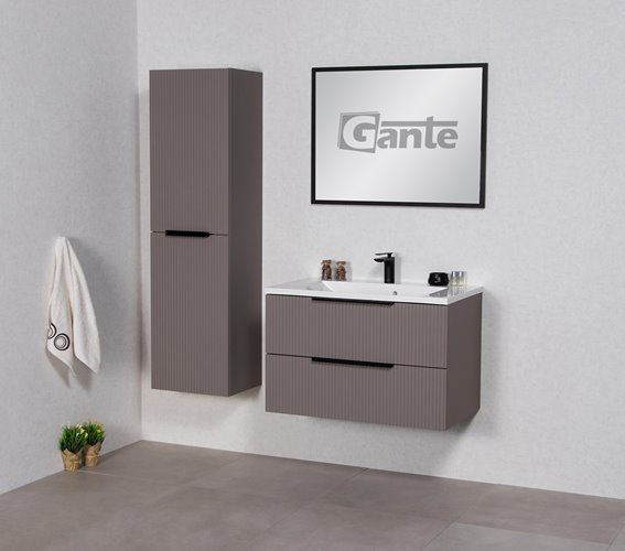 Szafka łazienkowa frezowana wisząca z umywalką 80 cm 46/2 Sydney kolor taupe