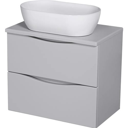 Szafka łazienkowa wisząca ONDA 60 cm szara z białą umywalką Gante