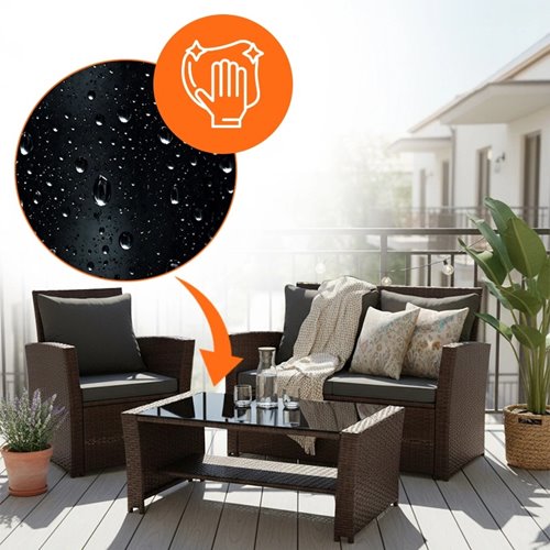 Meble ogrodowe z technorattanu sofa, stół, fotele zestaw Lagos kolor brąz zdjęcie 8