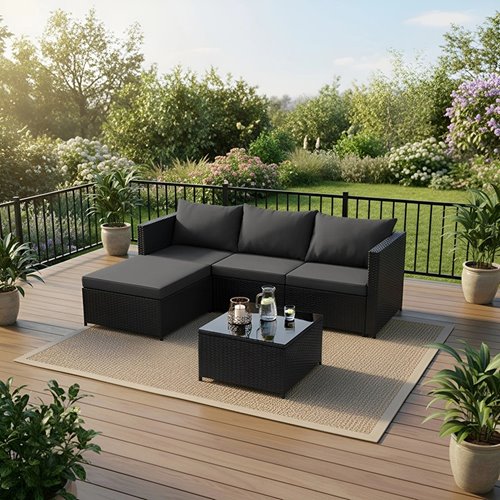 Meble ogrodowe technorattan sofa, stół, dostawka zestaw Volta zdjęcie 2