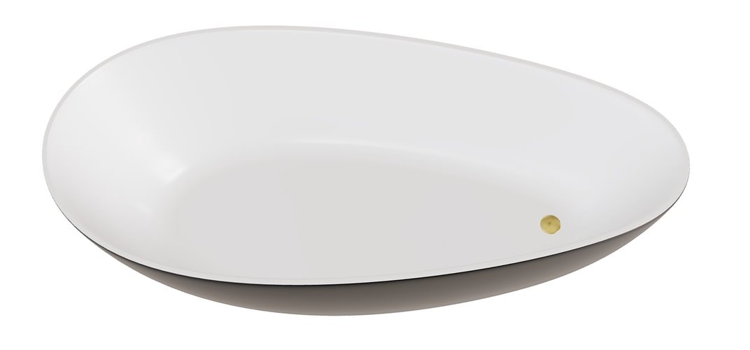 Czarno-biała wanna wolnostojąca z konglomeratu syfon złoty Goya 142 B&W Besco WMD-140-GWG