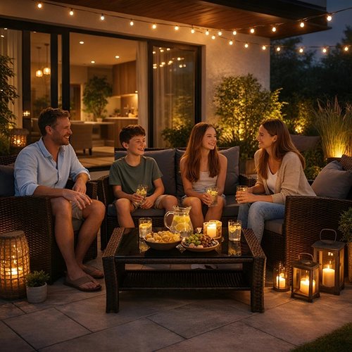 Meble ogrodowe z technorattanu sofa, stół, fotele zestaw Lagos kolor brąz zdjęcie 14