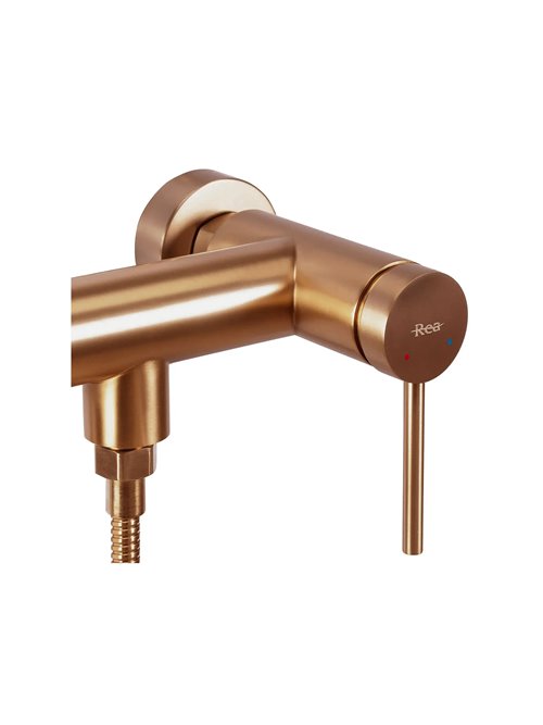 Miedź szczotkowana bateria prysznicowa Foss Clif Rea