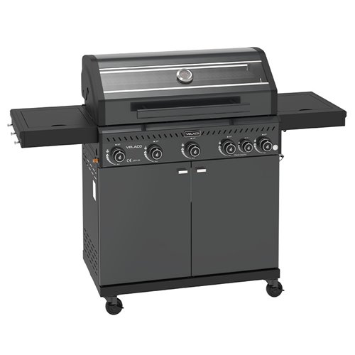 Grill gazowy ZEUS-D kolor czarny ruszt żeliwny moc 17,5 kW + pokrowiec + palnik boczny + LED