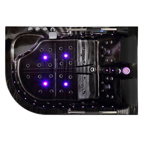 Czarna wanna z hydromasażem asymetryczna Venezia 761 Fala 180x120 prawa