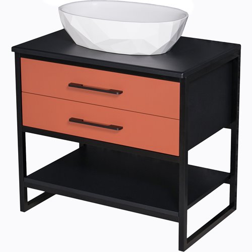 Szafka stojąca z białą umywalką kolor ceglasty loft 80 cm seria New York