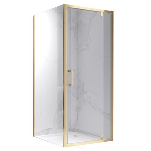 Złota szczotkowana kabina prysznicowa 90x90 kwadratowa drzwi pełne uchylne KZ04C
