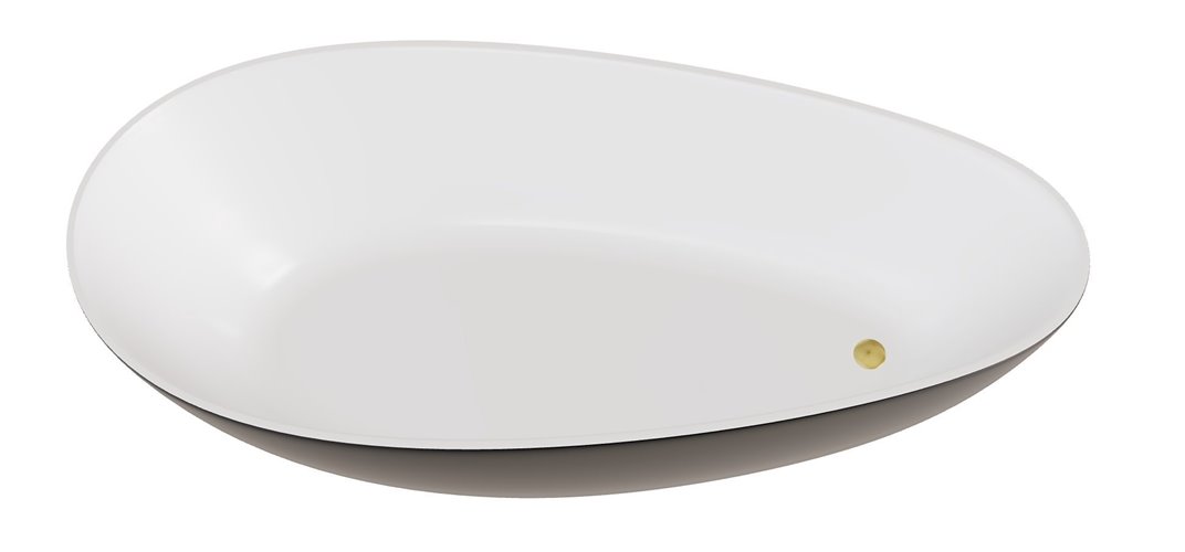 Czarno-biała wanna wolnostojąca z konglomeratu + klik-klak złoty Goya 170 B&W Besco WMD-170-GWG